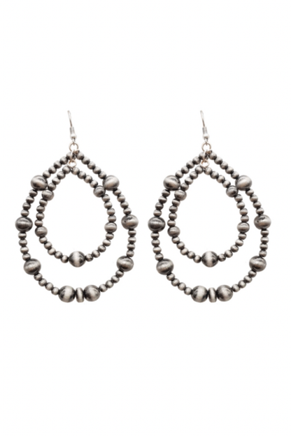 SILVER BEAD DOUBLE HOOP Earring