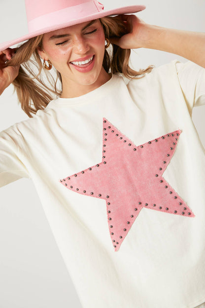 Studded Star Washed Twill Top