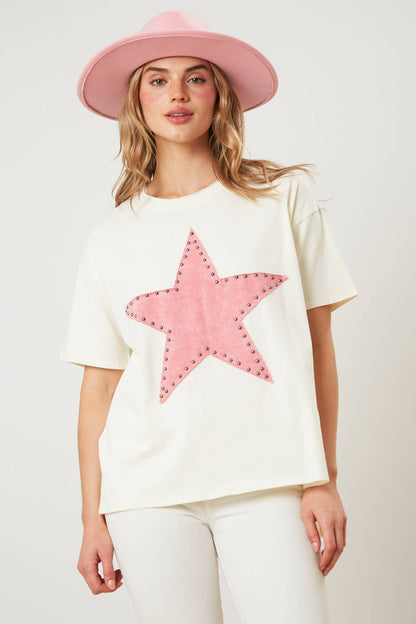 Studded Star Washed Twill Top