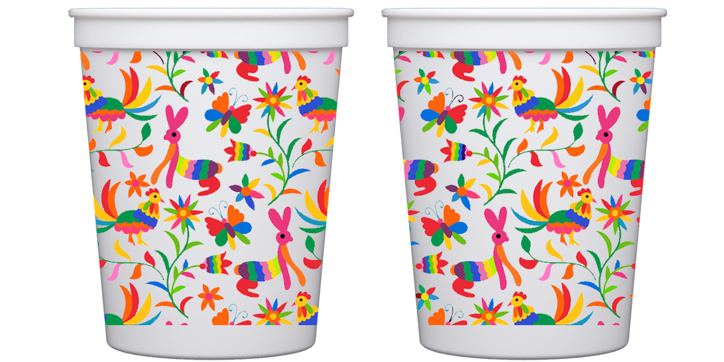 Mexican Otomi Print  - White Stadium Cup (10 ct bag)