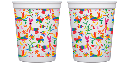 Mexican Otomi Print  - White Stadium Cup (10 ct bag)