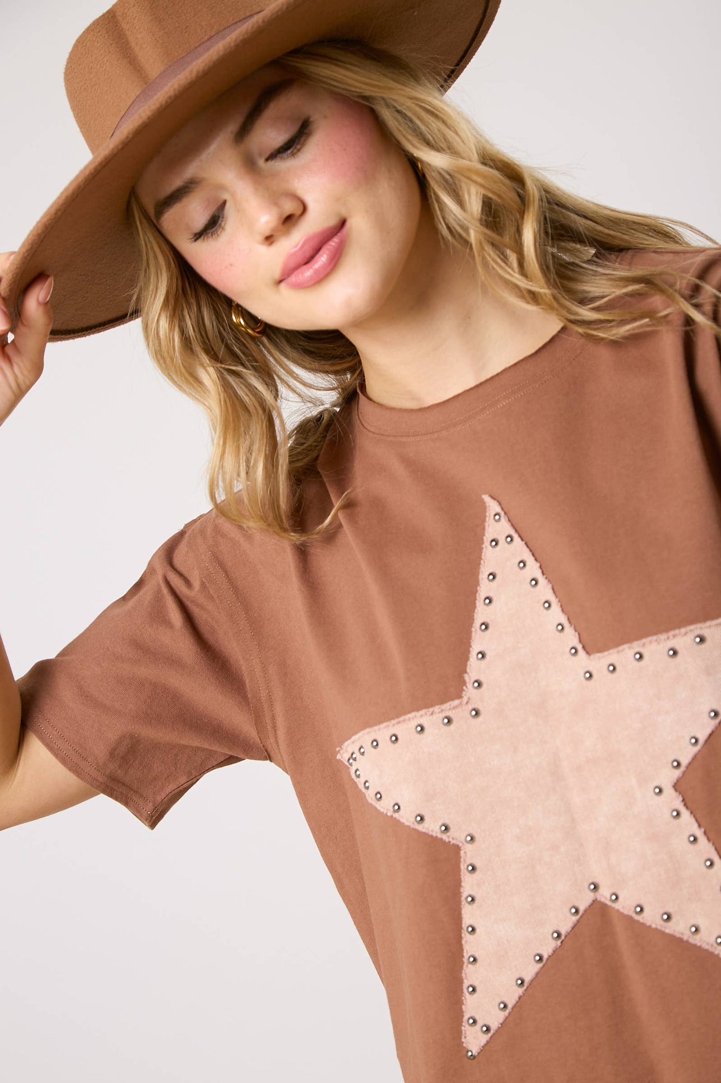 Studded Star Washed Twill Top