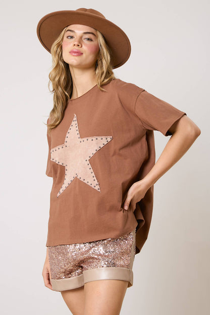 Studded Star Washed Twill Top