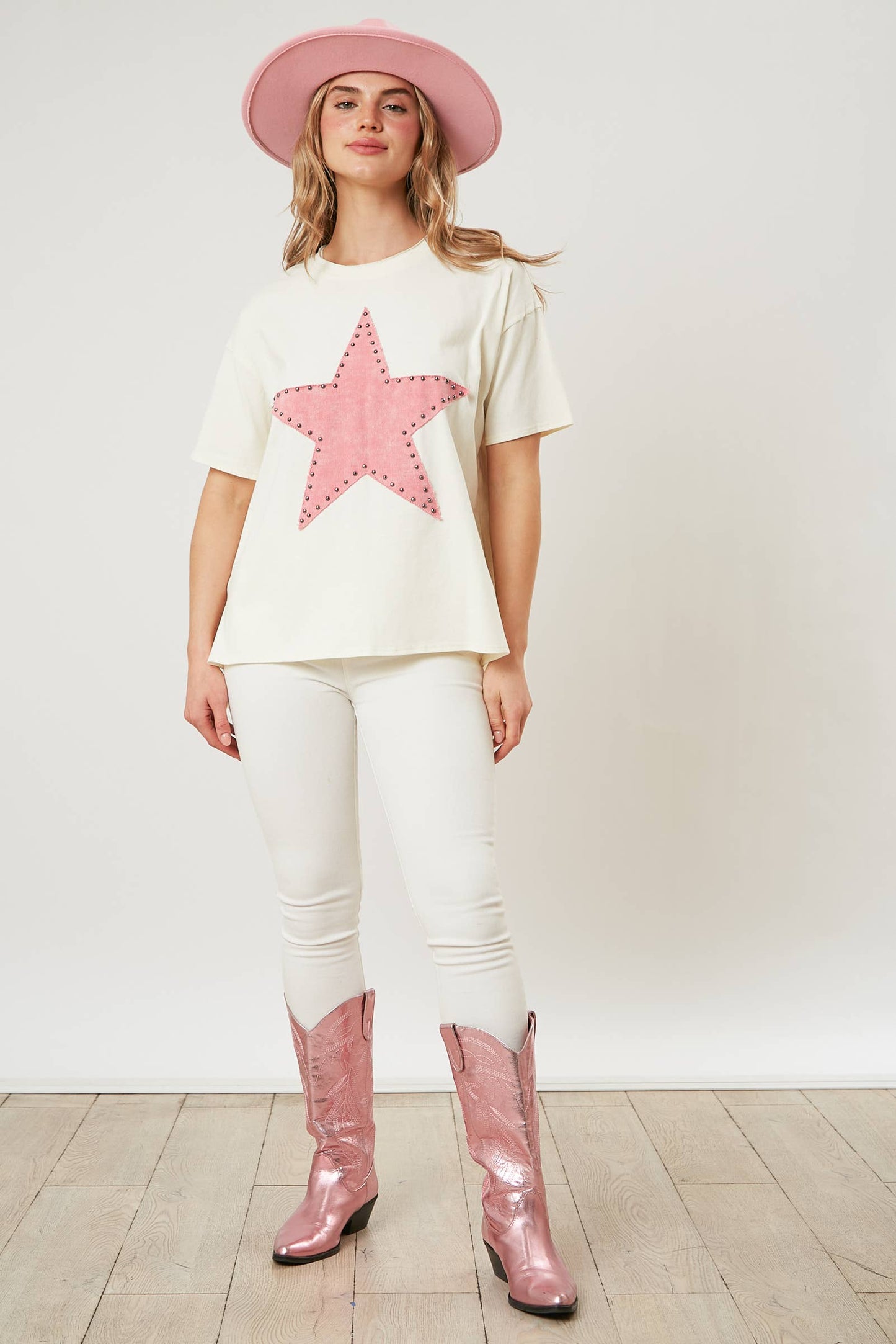 Studded Star Washed Twill Top