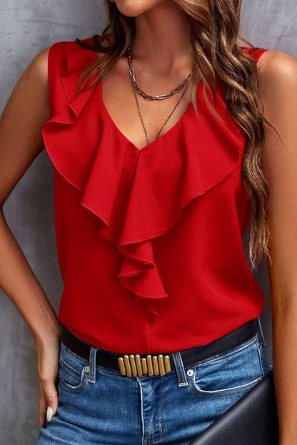 Sleeveless Ruffle Blouse