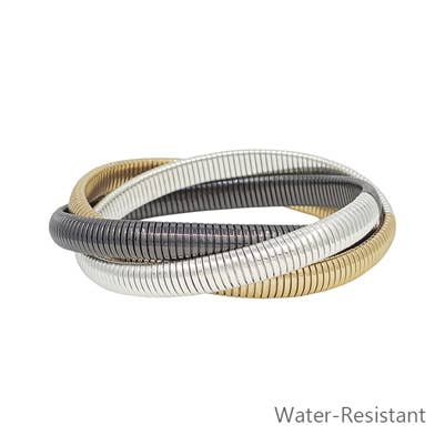 Water-Resistant Gold, Silver, & Hematite Stretch Bracelet