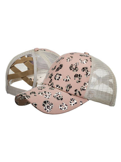 Foil Leopard Cheetah Print Baseball Cap Pink