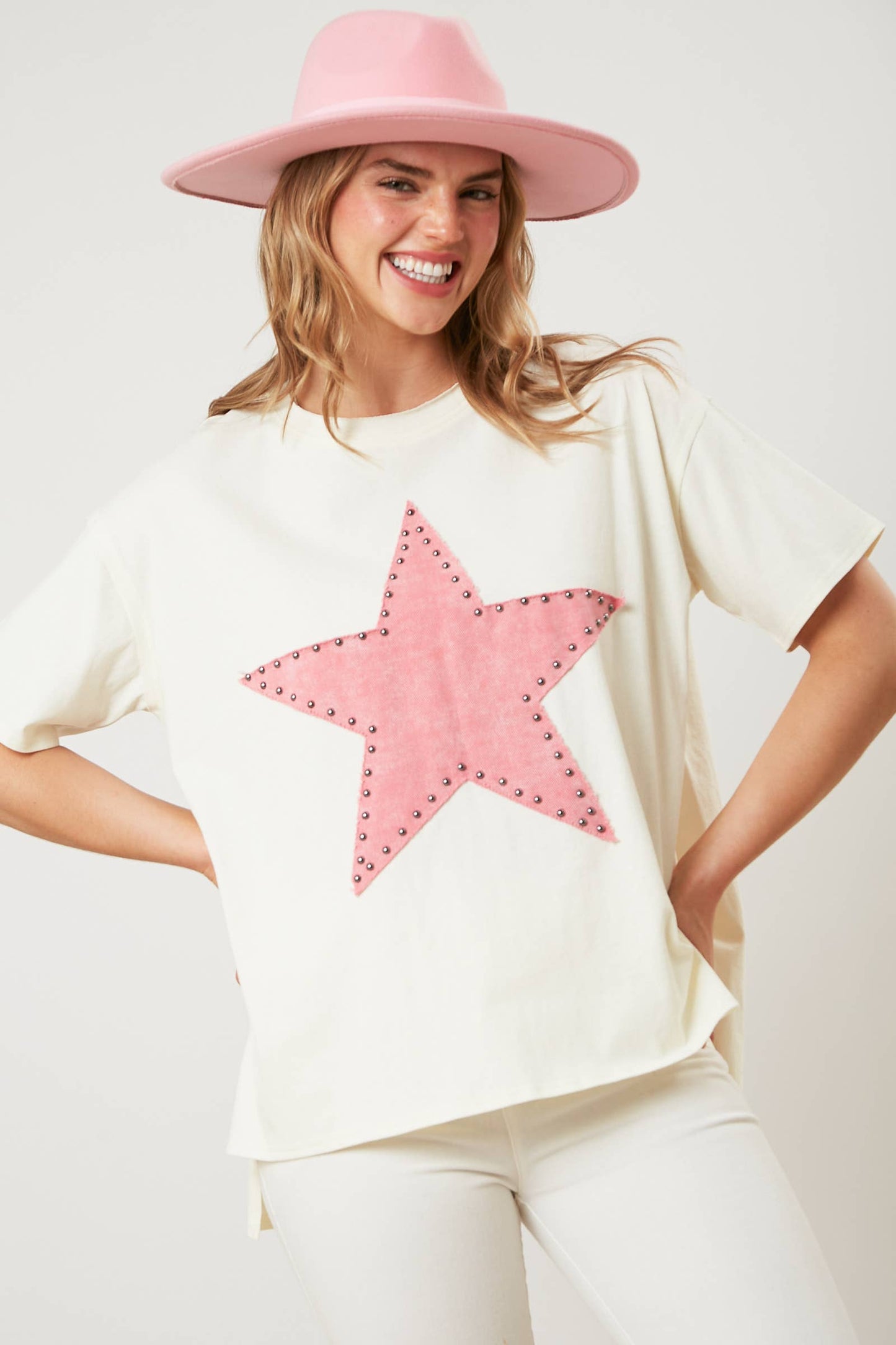 Studded Star Washed Twill Top