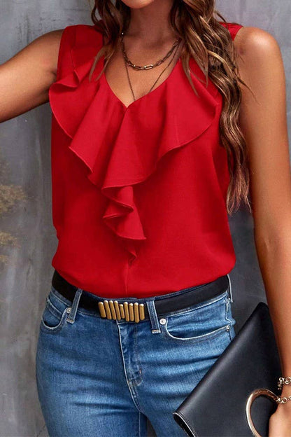 Sleeveless Ruffle Blouse