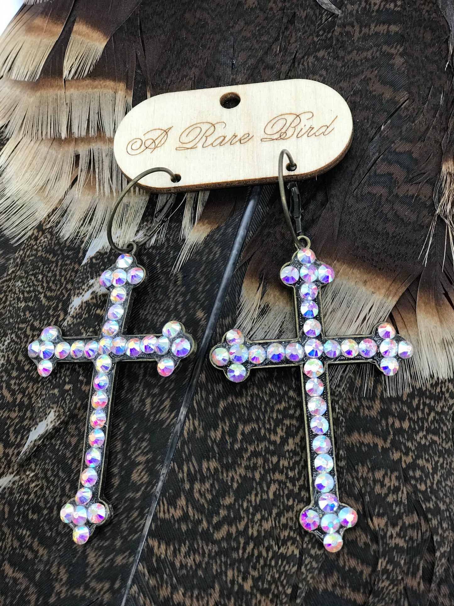 Large Bronze Cross Earrings