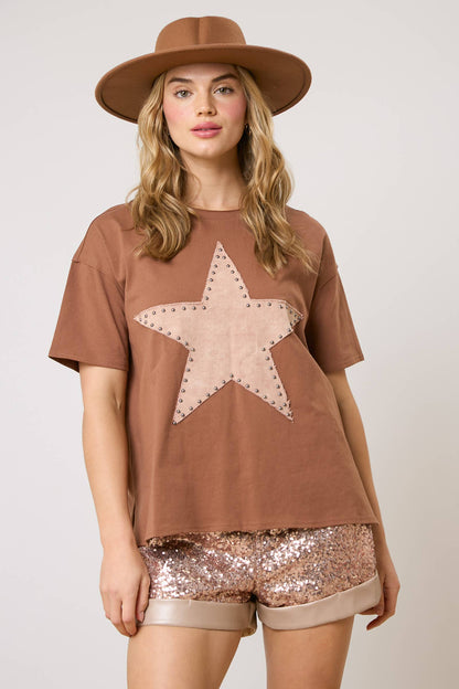 Studded Star Washed Twill Top